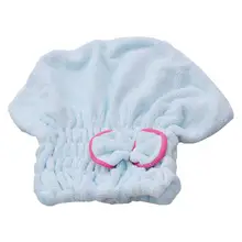 Милая шапочка для сушки волос с бантом Коралловая флисовая Шапочка для душа s эластичная шапочка для волос(светильник-синий