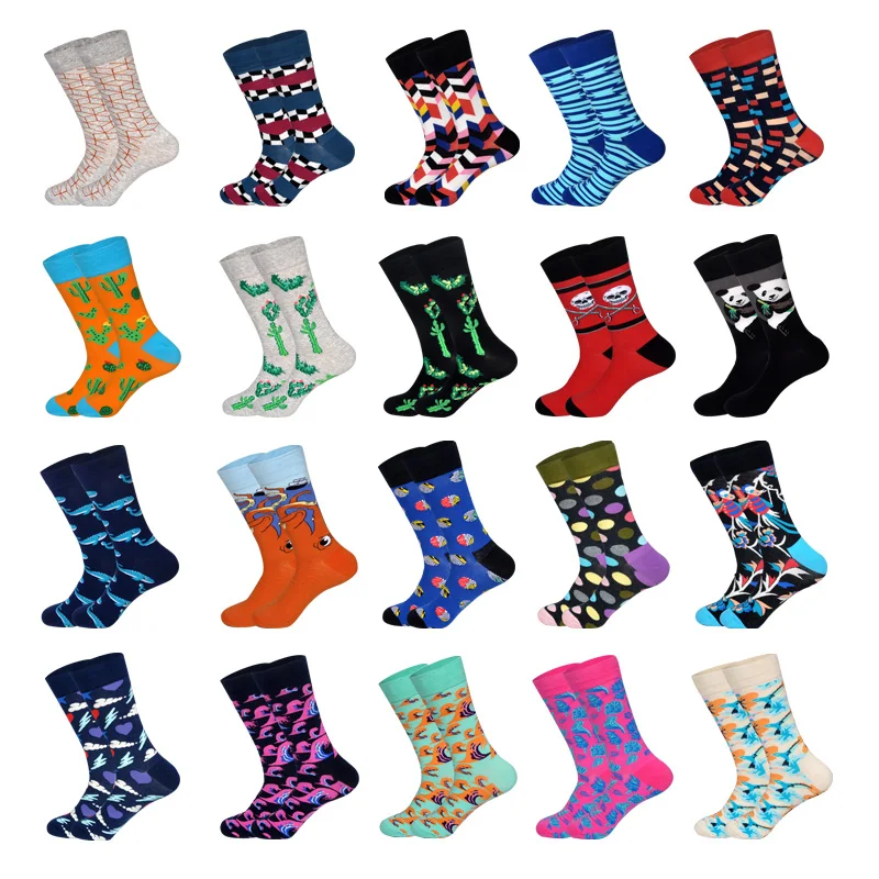 

LIONZONE Fashion Hip Hop Cartoon Men Socks Cartoon Desinger Personality Skateboard Breathable Happy Socks Calcetines Hombre