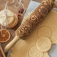 Рождество тиснение Скалки выгравированы резные деревянные кухонные инструменты выпечки печенье, фондан, пирог тесто выгравированы ролик