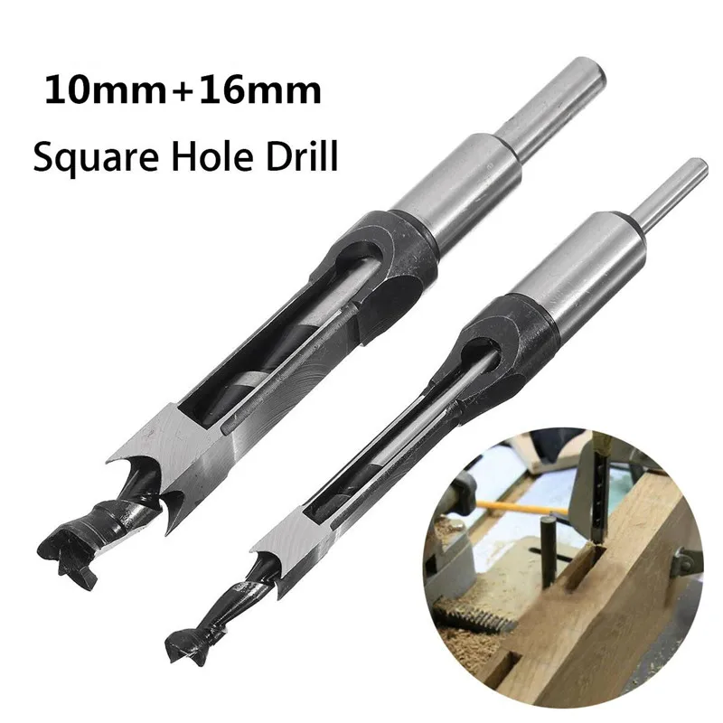 

2pcs 10mm/16mm Square Hole Saw Drill Bit Mortising Chisel Auger Drill Bit Wood Working Tool Extended Saw Tools