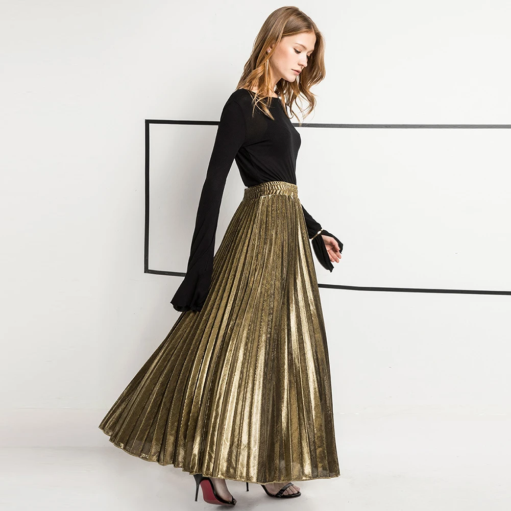 YJSFG дом осень женские модные юбки Повседневные Вечерние винтажные с высокой талией плиссированные длинные макси юбки пляжные повседневные муслиновые ампир юбки