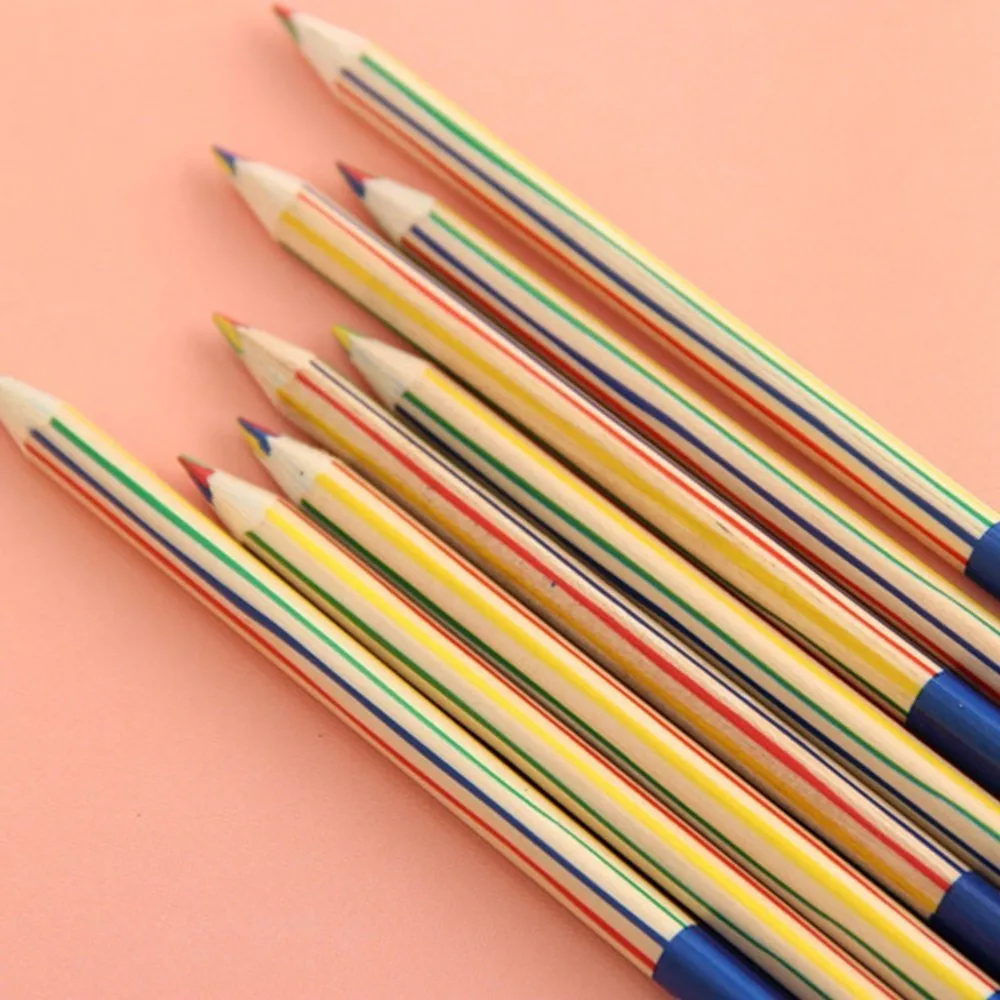 

NEW 6/9/12/18 creative painting four-color triangle core children prize color pencil Affordable
