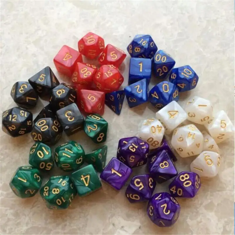7 шт. набор игральных костей D & d D4 d6 d8 d10 % d12 d20 многогранные кости Rpg Семейная Игра