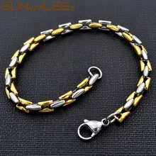 SUNNERLEES модные украшения браслет из нержавеющей стали 6 мм Геометрическая Цепочка Золото Серебро Цвет для мужчин женщин подарок SC98 B
