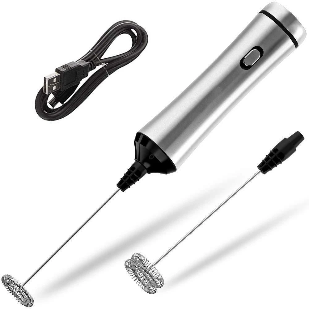 Top Sale Usb Chargeable Double Spring Whisk Head Electric Milk Frother Stainless Steel Handheld Foamer Drink Mixer Two Sp | Бытовая