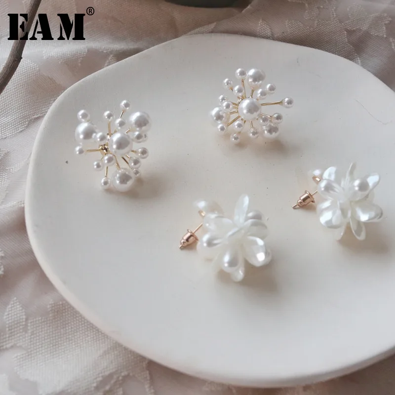 

WKOUD EAM Jewelry / 2019 New Fashion Temperament Fireworks Baroque Fireworks Imitation Pearl Earrings Women Accessories S#R1444