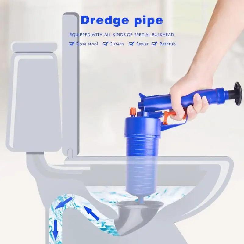 

Hot Air Power Drain Blaster gun High Pressure Powerful Manual sink Plunger Opener cleaner pump for Toilets showers for bathroom