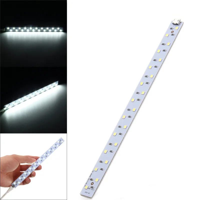 

White Light 20CM Mini Portable USB 20 LED Strip Light Bar Rechargeable Lamp Decoration Studio String Night Light DC5V