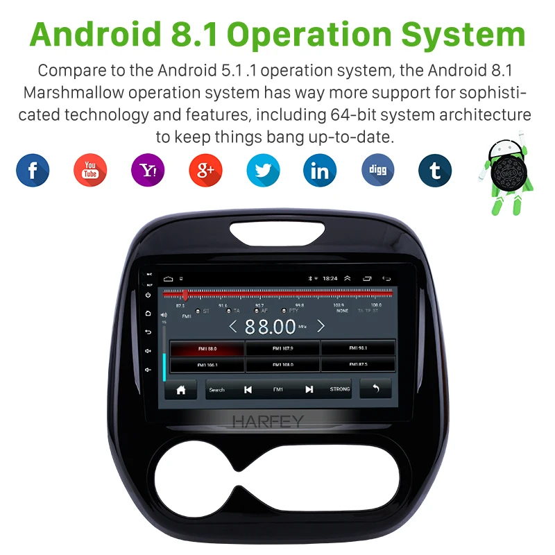 Harsey 9 pulgadas Car Audio Android 8,1 para Renault CLIO capture 2011-2016 Samsung QM3 Manual A/C GPS navegación pantalla táctil Unidad Principal - 3