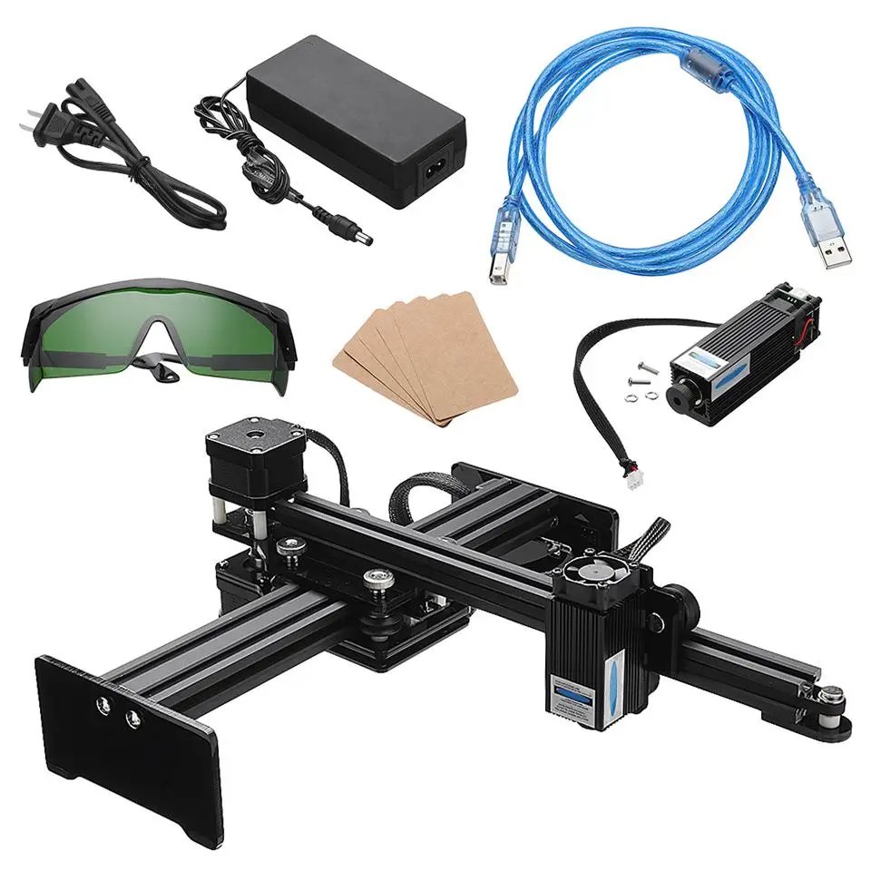

1600/3500mW Mini Assembly CNC Laser Engraving Machine Pro DIY Logo Mark Printer Desktop Wood Router Cutter Engraver +Goggles