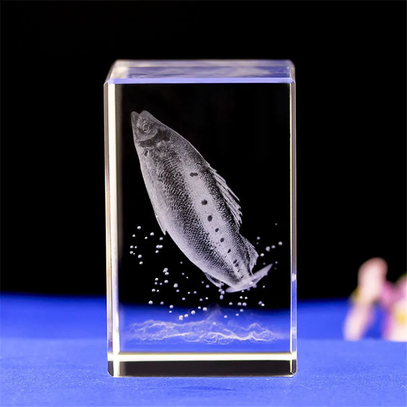 

Home Decoration Cube Crystal Salmon Model Paperweight 3D Laser Engraved Souvenirs fashion&gift Home Ornaments Decor Gifts
