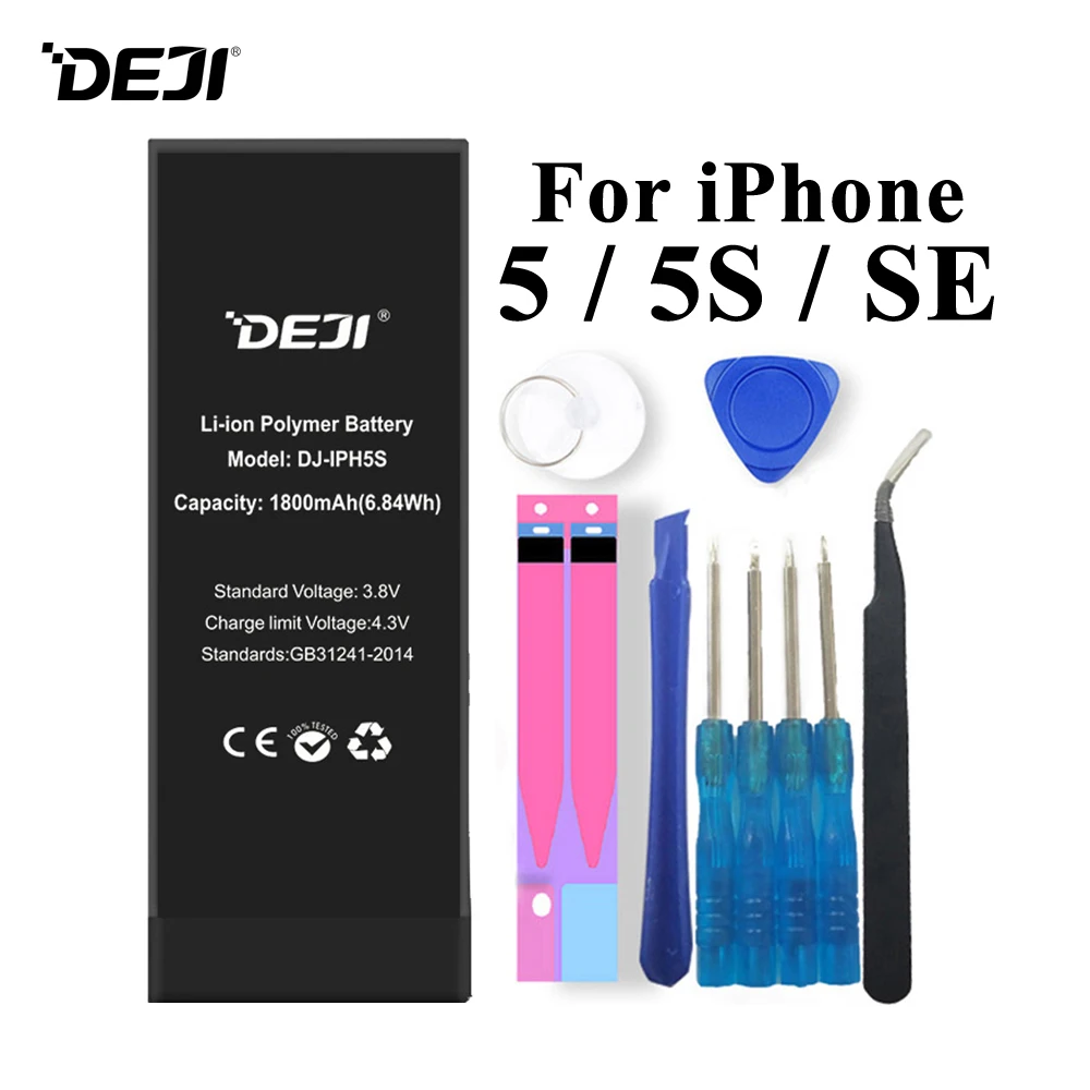 Deji аккумулятор для iPhone 5 5S SE iPhone5s 5G 1440-1800mAh Сменные литий-полимерные аккумуляторы+ инструменты для Apple iPhone SE 5S 5 батарея