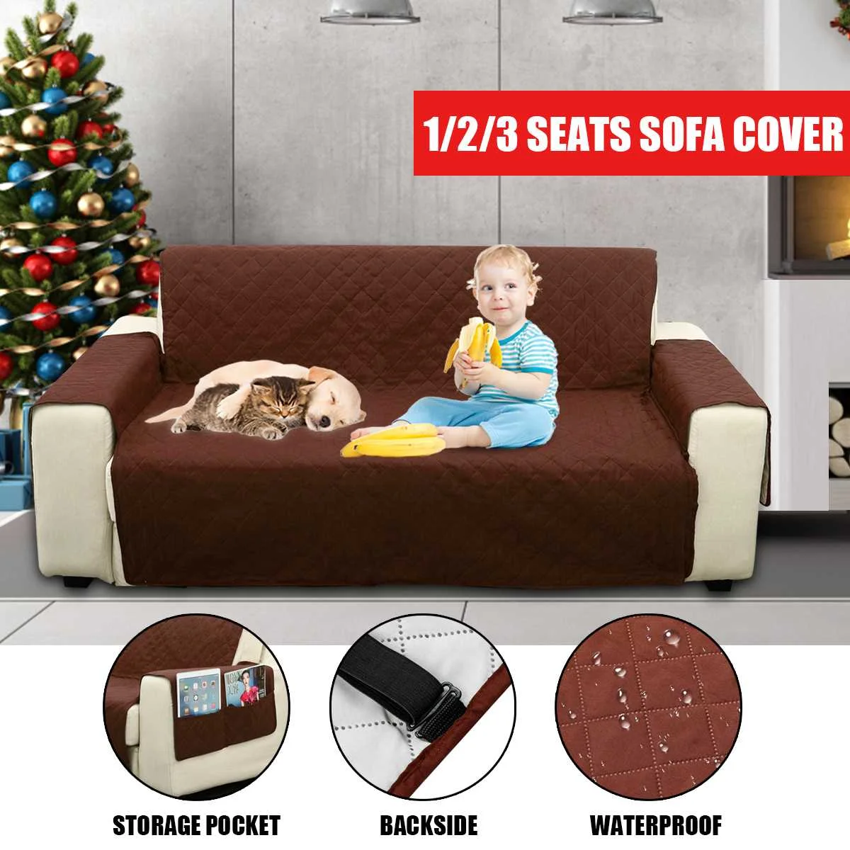 Waterproof Sofa Cover Furniture Protector Pad Pet Kids Couch Cover 1/2