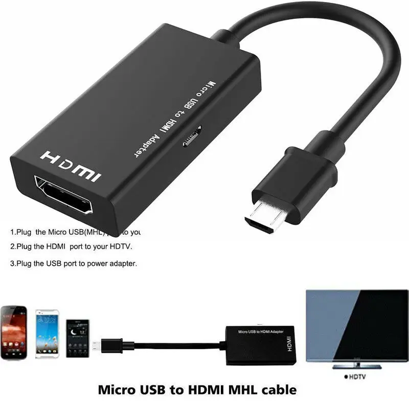 

Micro USB to HDMI TV Out HDTV MHL Adapter Cable for Phone or Tablet Fast Charger