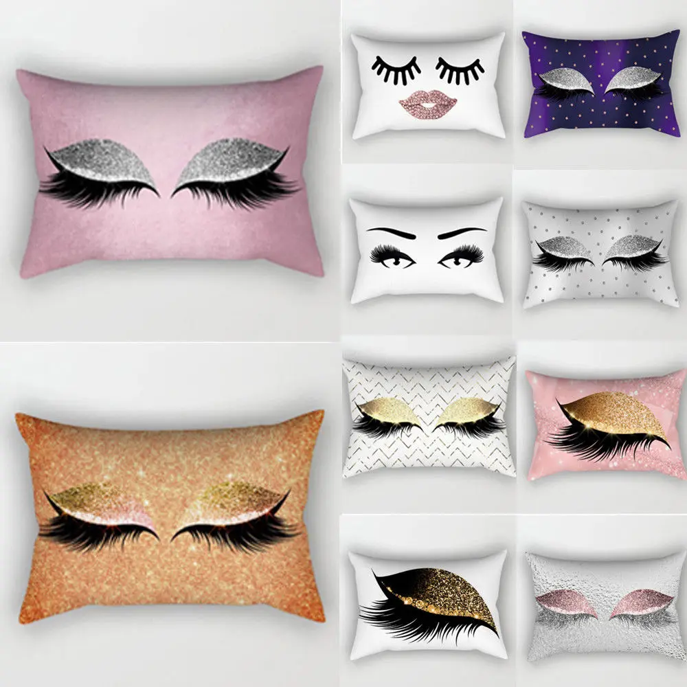 

Glitter Cover Eyelash Waist Throw Cushion Case Home Room Sofa Car Decor