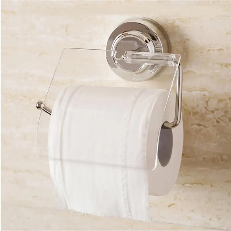 

1 Pc Paper Roll Holder Durable Vacuum Suction Cup Paper Hanger Paper Storage Shelf Towel Rack for Bathroom Toilet Restroom