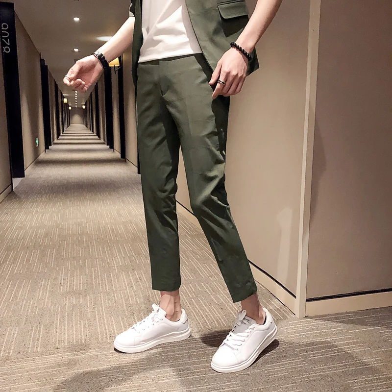 

Men's Trousers 2019 Summer New Youth Fashion Nine Pants Pants Slim Suit Pants Feet Personalized Youth Casual Men's Clothing