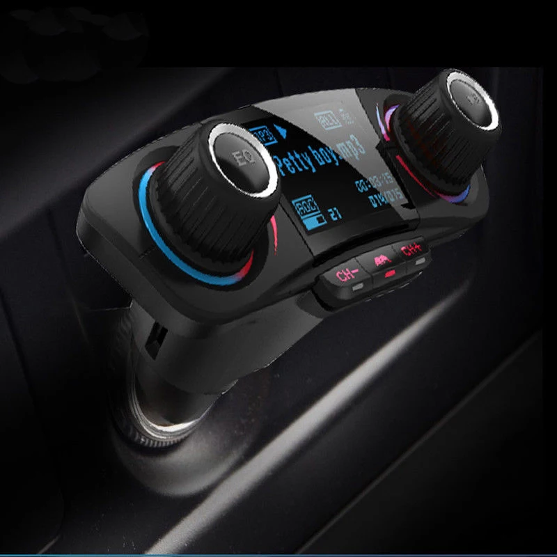 

130*100*35mm Black Car Cigarette Lighter Bluetooth 4.0 FM Transmitter MP3 Player Car Cigarette Lighter Dual USB Charger