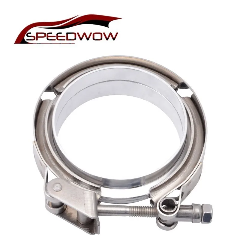 SPEEDWOW 3.5" Aluminum Alloy Stainless Steel Exhaust V Band Clamp Kit