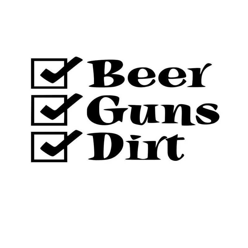 

15.5X8.2CM BEER GUNS AND DIRT Vinyl Decals Personality Motorcycle Car-styling Car Sticker