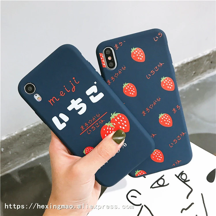 Чехол накладка для iPhone XS XR Max X 8 7 6 6S Plus из мягкого ТПУ с рисунком клубники|Сумки