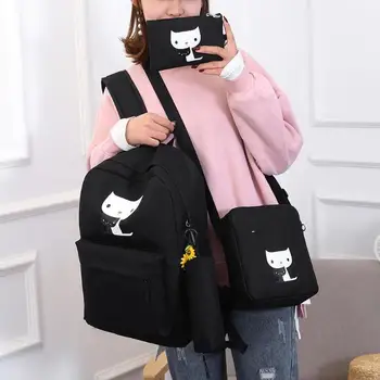 

10pcs/Set Cute Print Smile Pattern Backpacks Women Casual Oxford Cloth Schoolbag Rucksack Lovely Pupils Mochila Shoulder Bag New