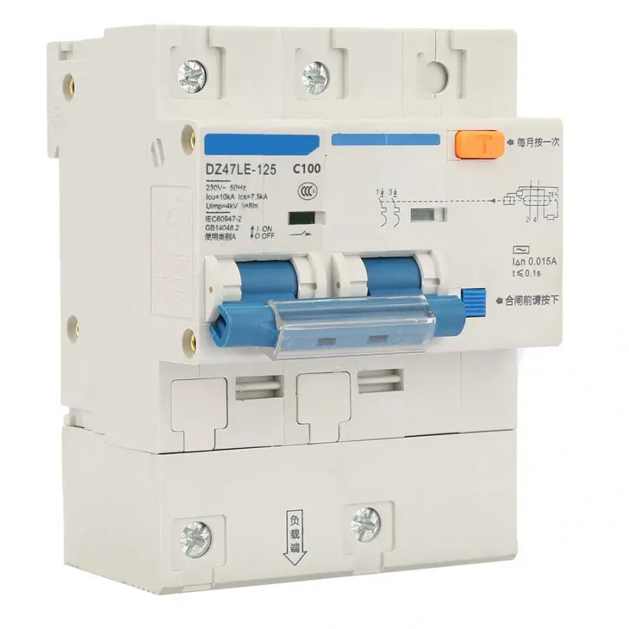 

DZ47LE-125 AC 230V 80/100/125A Leakage Protection Switch 2P Current Circuit Breaker circuit breaker box