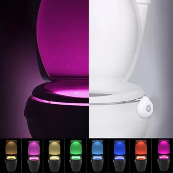 

New Arrival 8 Colors Motion Activated LED Toilet Nightlight Washroom Light Sensitive Battery-operated Lamp