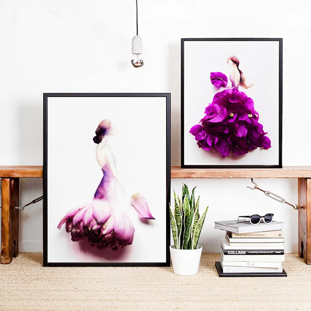 

Modern Abstract Portrait Canvas Paintings HD Marilyn Monroe Posters Sexy Girl in Flower Dress Wall Picture for Girl's Room Decor