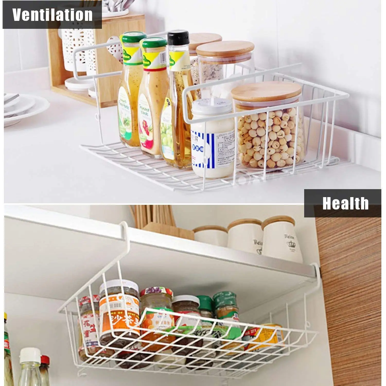 Creatice Kitchen Storage Shelves With Baskets for Small Space