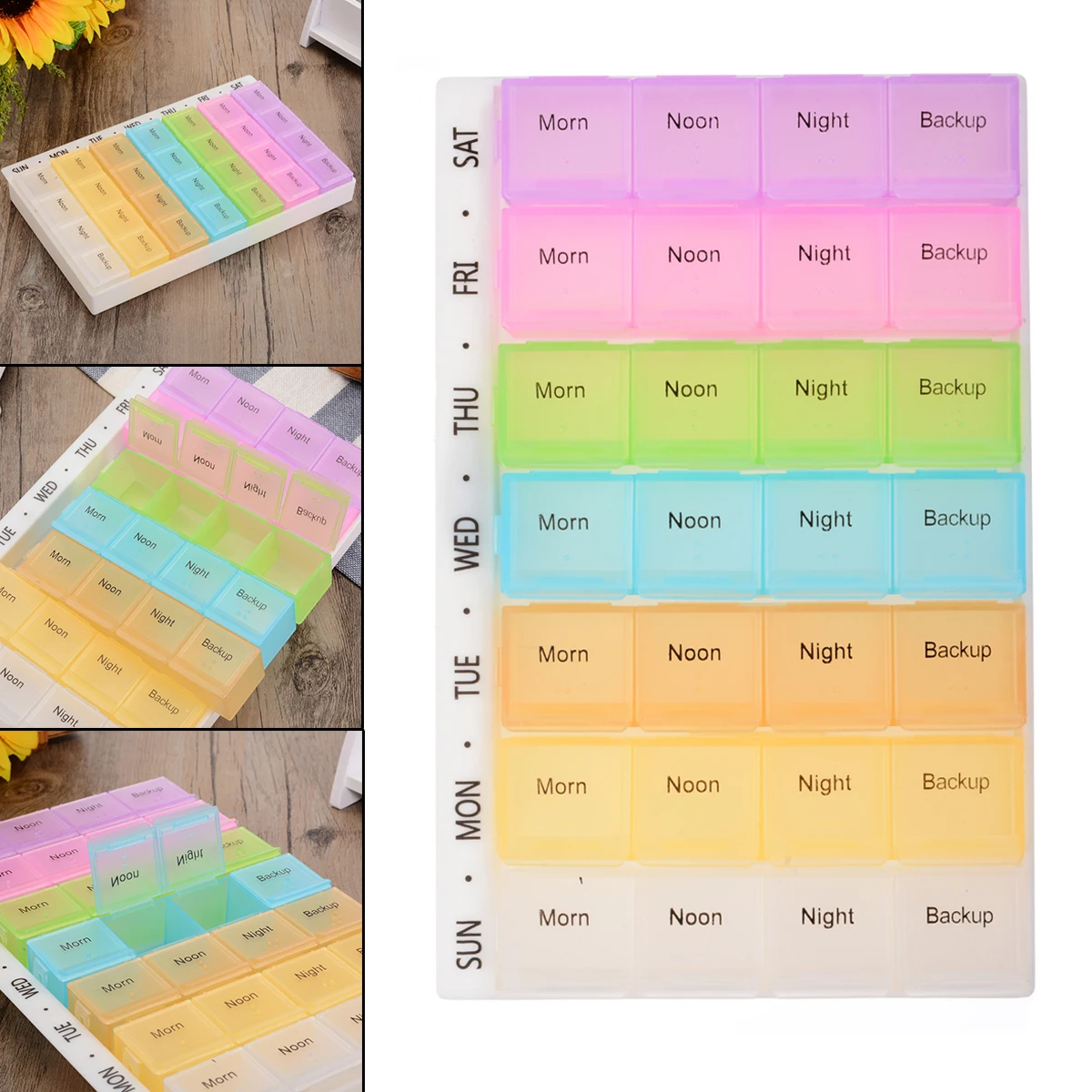 

7 Day Weekly 28 Compartments Pill Box Morning Night Medicine Pill Organizer Tablet Storage Container Case For Health Care Tool