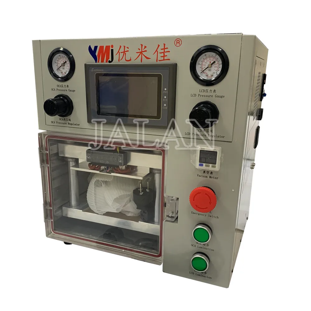 

JALAN 2019 YMJ NEW Mini Laminating Machine LCD Touch Screen OCA Glass Repair laminator+4L Vaccuum Pump+Base mold+edge mold free