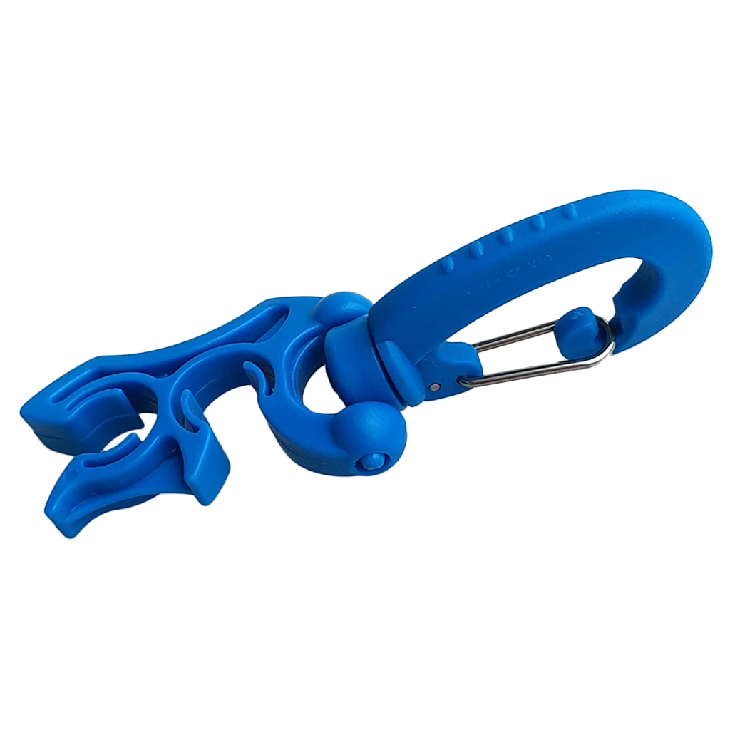 

Double 2 BCD Scuba Diving Compact Hose Holder Retainer with Snap Clip Underwater Sport Blue
