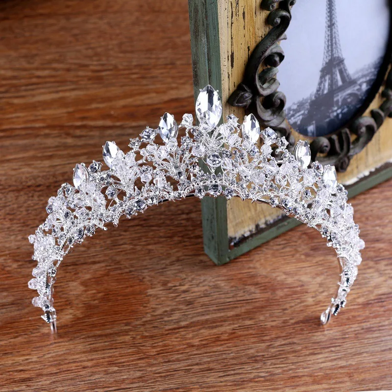 Clear Rhinestone Fashion Tiara Princess Korean Style Plant