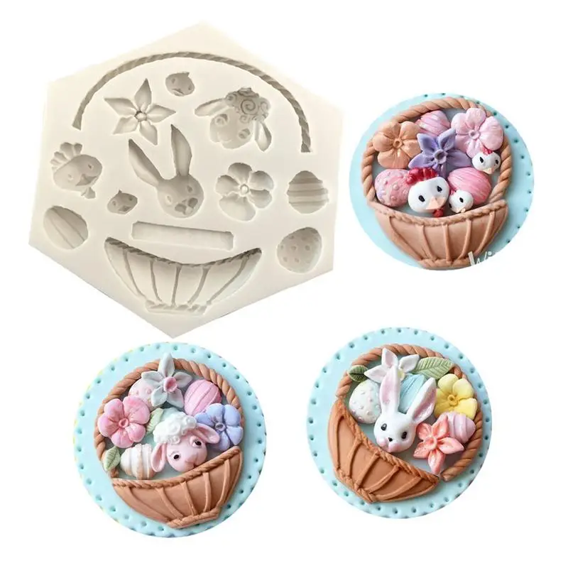 

3D Flower Basket Silicone Fondant Biscuit Mould DIY Cookie Chocolate Baking Tool Handmade Soap Clay Cake Decorative Mold