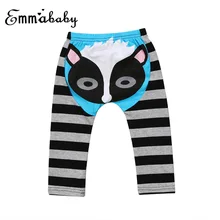 Милые штаны-шаровары с рисунком для новорожденных мальчиков и девочек повседневные штаны в полоску с принтом животных для малышей, одежда
