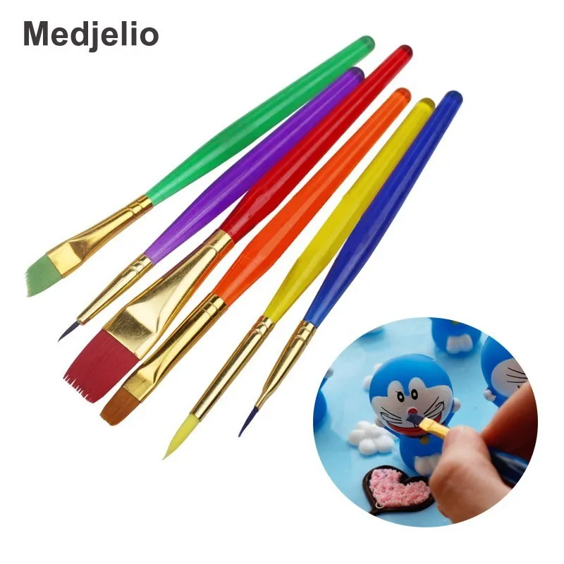 

Medjelio 6PCS Fondant Cake Painting Brush Icing Cream Sugar Craft Biscuit Cookie DIY Decorating Baking tools Accessories