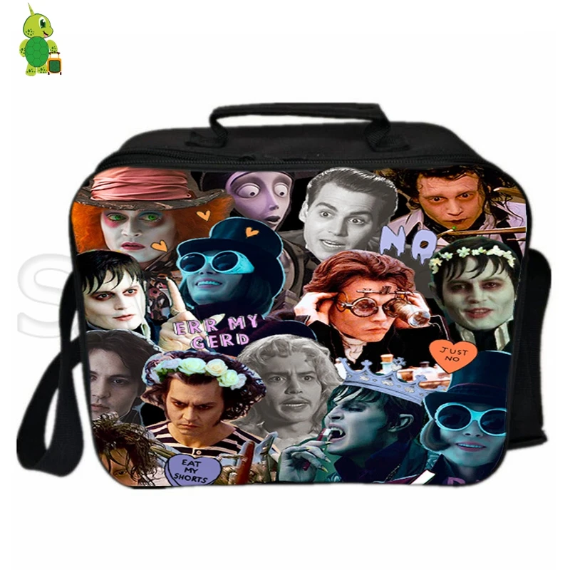 

Johnny Depp Tim Burton Characters Collages Cooler Bag Thermal Insulation Lunch Bag Picnic Camping Bag Women Men Ice Cooler Bag