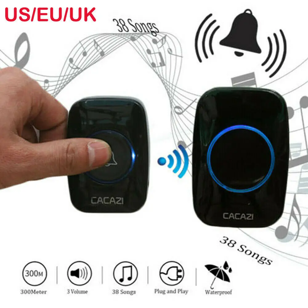 

Home Wireless Doorbell Smart LED Light Calling Bell 1/2 Receiver 1 Transmitter Door Bell