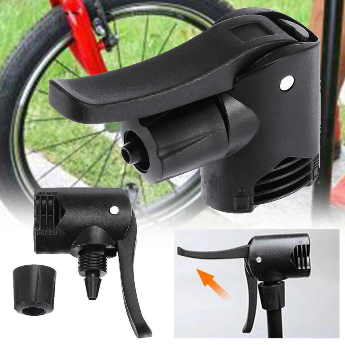 Bicycle Bike Cycle Tyre Tube Replacement Dual Head Air Pump Adapter Valve`H2