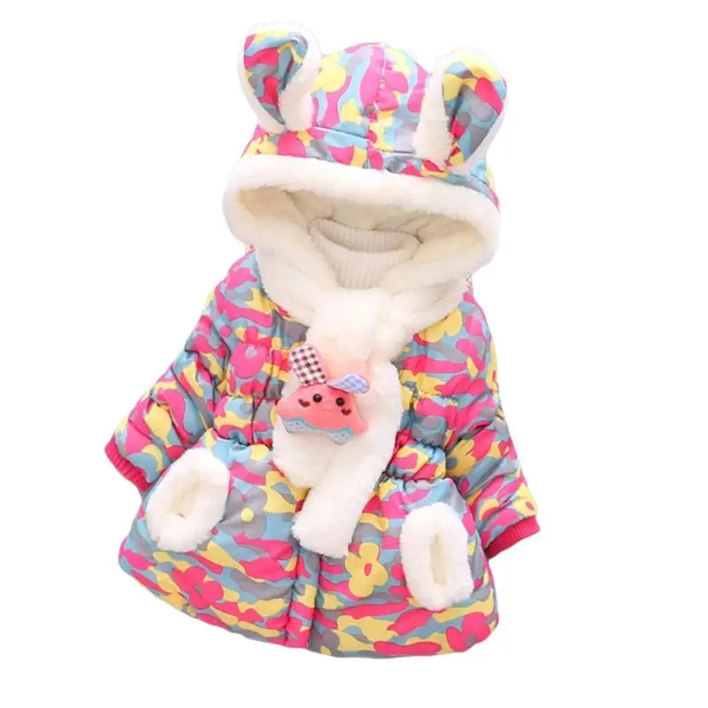 

Baby Girls Cotton Jacket 2018 Autumn Winter Plus Velvet Thick Warm Jacket Coat For Girls Kids Clothes Children Hooded Outerwear