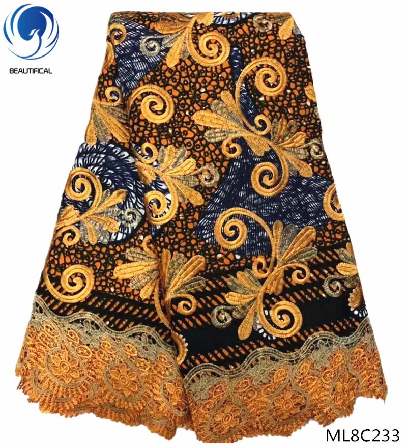 

BEAUTIFICAL wax mix lace fabrics african wax fabrics with guipure lace 2019 high quality fabric dress 6yards/lot ML8C224-ML8C235