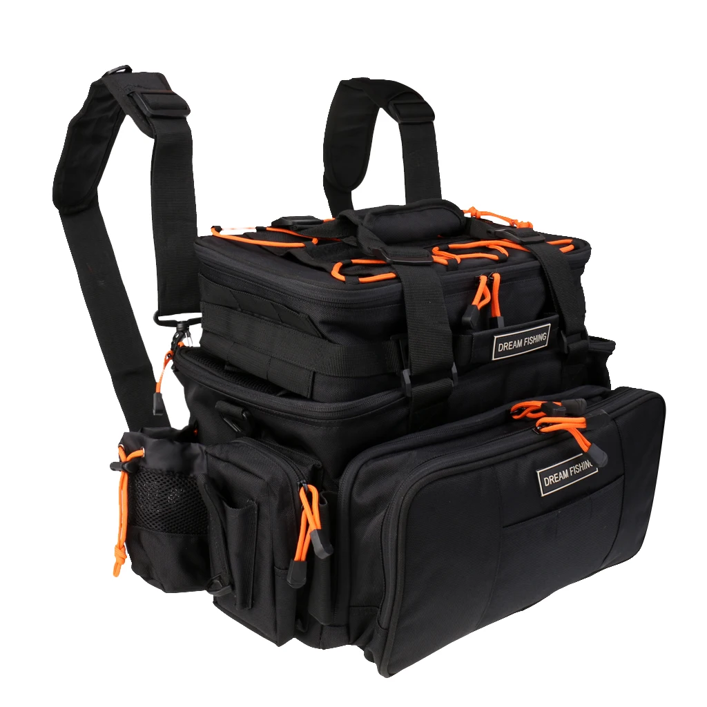 

Sunnimix Multifunctional Fishing Tackle Bags Waterproof 1200D Oxford Fabric Fishing Bag for Fishing Hunting Outdoor Activities