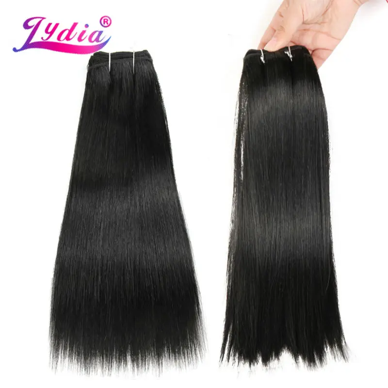 Lydia Synthetic Hair Extension 3PCS/lot Hair Weaving Straight Yaki 10-26 Inch 100% Futura Weft Black 1B# Bundles