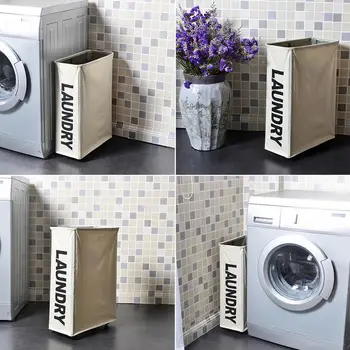 

Iron Frame Hamper Dirty Laundry Bucket Foldable With Wheels Storage Organizer Storage Basket Narrow Grid Mesh Beam Thickened