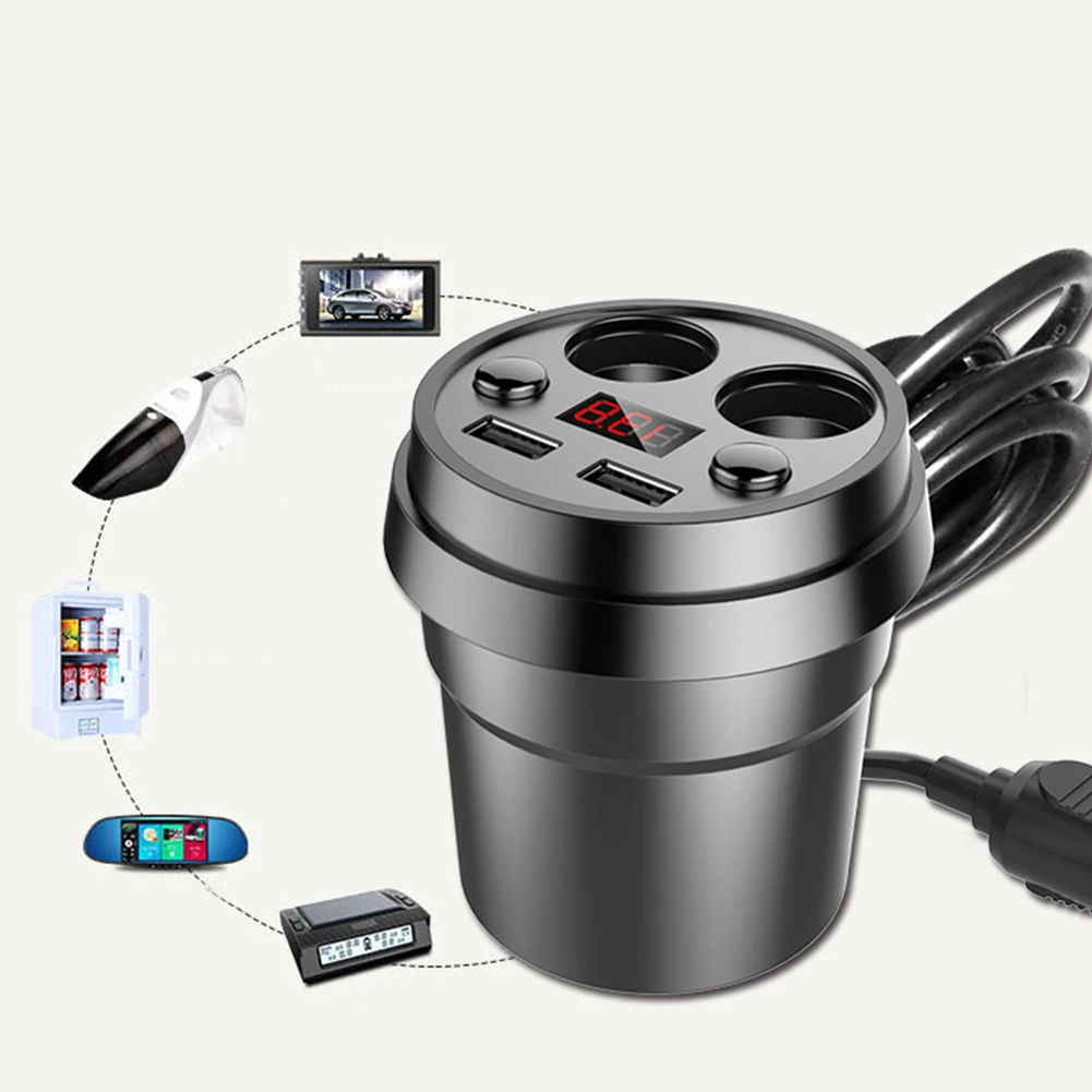 

Multi Protection Digital Display Cup Shape Igniter Dual USB Fast Charging Auto Accessories Car Charger LED Indicator Universal