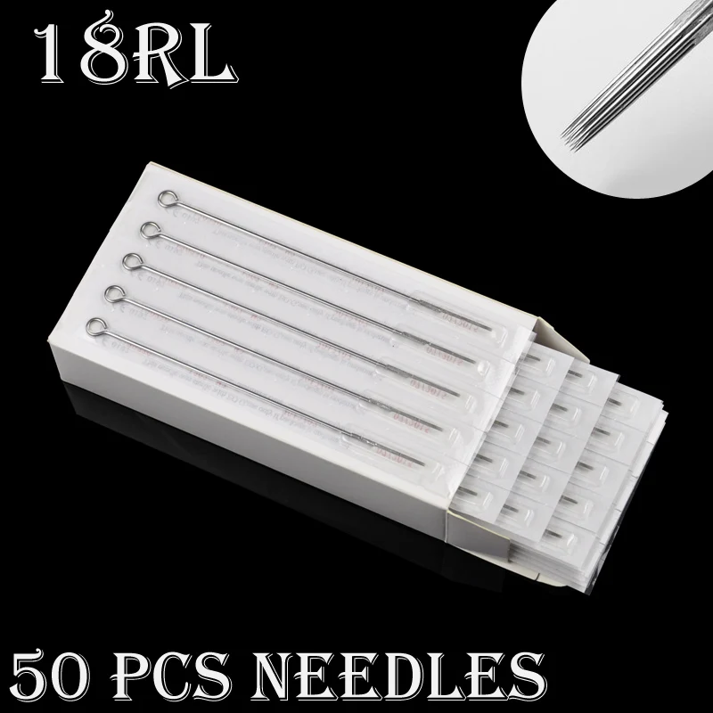 

50PcsTattoo Needles Sterilized Disposable Round Liner 1/3/5/7/9/11/13/15/18RL Free Shipping permanent makeup