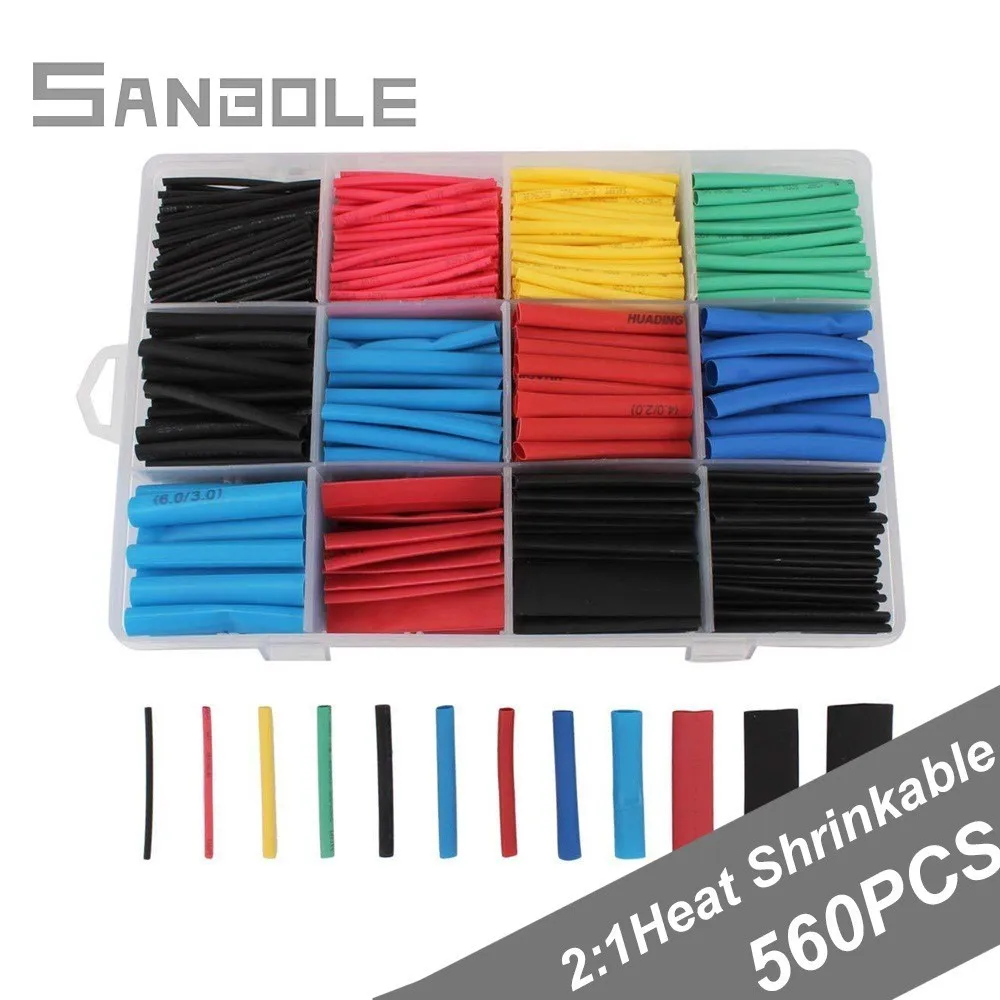 

Heat Shrink Tube 560pcs/box Color Environmental Protection Bushing 2:1 Group Combine Boxed Cable Sleeve Box-packed