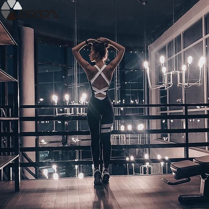 

Active Women Yoga Jumpsuit Female Suspenders Sports Pants Sexy Backless Workout Clothes Mujer Fitness Running Gym Sport Clothes