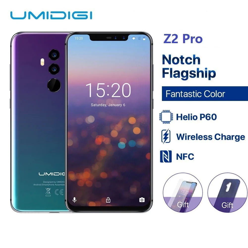 UMIDIGI Z2 Pro 6 2 дюйма разрешение Full Экран Смартфон Android 8 1 ГБ + 128 Гб Helio P60 16MP Quad объектив
